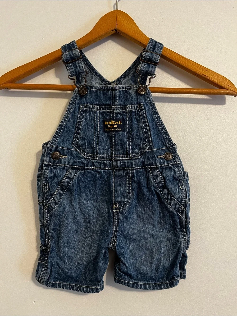 Vintage 90s OshKosh B’gosh Vestbak Blue Denim Jean Shortalls Overalls 12mo